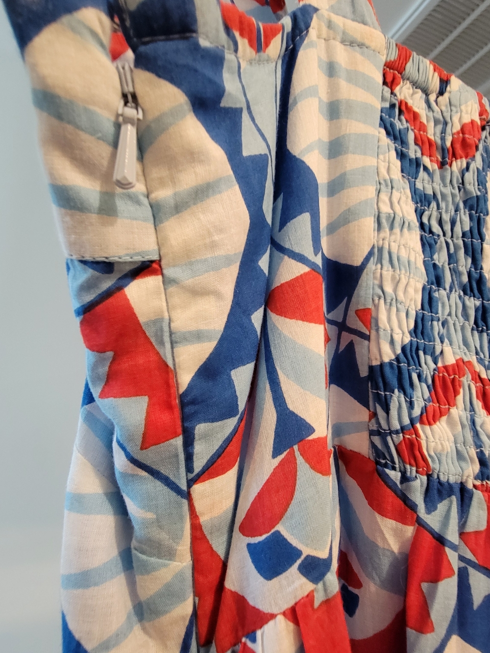 Almost New!! Authentic Oliphant Designer. Blue & Red Geometric Maxi Dress. - Picture 6 of 9